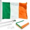 G128 Combo Pack: 6 Feet Tangle Free Spinning Flagpole (Silver) Ireland Irish Flag 3x5 ft Printed 150D Brass Grommets (Flag Included) Aluminum Flag Pole